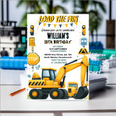 友達の男の子シンプル建築トラック5th誕生日 招待状