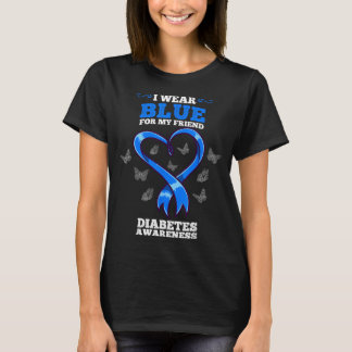 友達の糖尿病啓発のために青を着ています Tシャツ