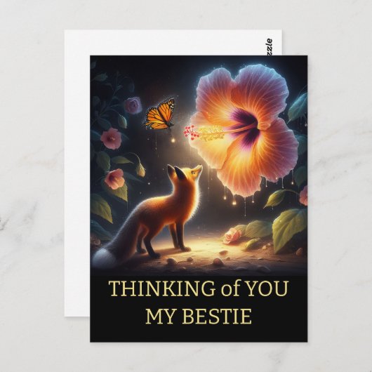 友達の誕生日 ダークフォレストフォックス フローラ ポストカード (正面/裏面)