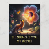 友達の誕生日 ダークフォレストフォックス フローラ ポストカード (正面)