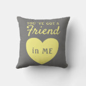 友達の黄得灰色ハートの友情 クッション (裏面)