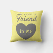 友達の黄得灰色ハートの友情 クッション (裏面)