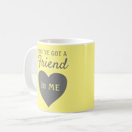 友達の黄得灰色ハートの友情 コーヒーマグカップ (正面左)