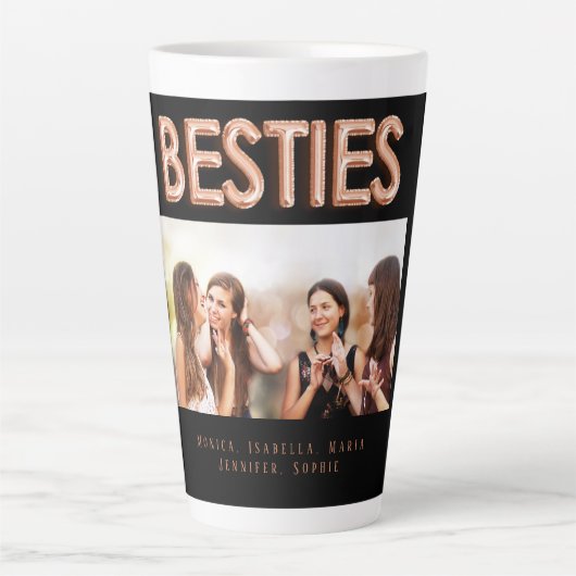 友達の黒い写真バラ金ゴールド カフェラテマグ (正面)