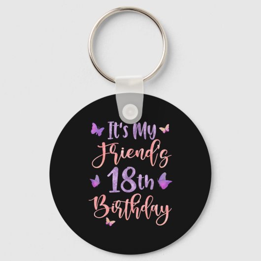 友達の18歳の誕生日 バタフライ ハッピー18歳 キーホルダー (正面)