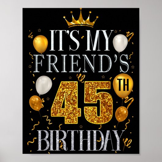 友達の45歳の誕生日 お誕生日おめでとう 45歳 ポスター (正面)