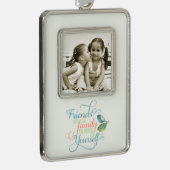 友達は家族を選択タイポグラフィ シルバープレートフレームオーナメント (右)