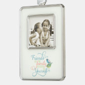 友達は家族を選択タイポグラフィ シルバープレートフレームオーナメント (左)