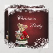 友達は最高の贈り物 - クリスマスのテディベア 招待状 (正面/裏面)
