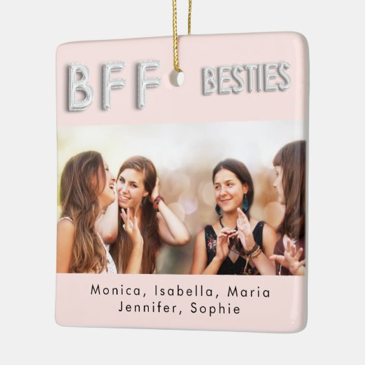 友達は永遠にピンクの銀のベスティーズ写真 セラミックオーナメント (左)