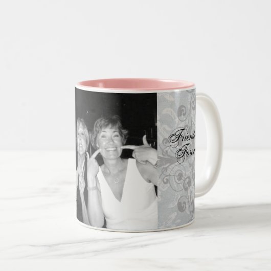 「友達は永遠に」パーソナライズされた2音式コーヒーマグ ツートーンマグカップ (正面右)