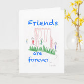 「友達は永遠」と折り畳まれたグリーティングカード カード (黄色い花)