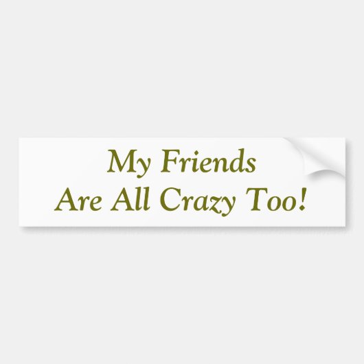 友達は熱狂する引用文だおもしろい バンパーステッカー (正面)