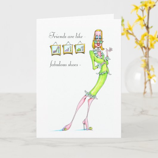 友達は素敵な靴のグリーティングカードのようなものだ カード (黄色い花)
