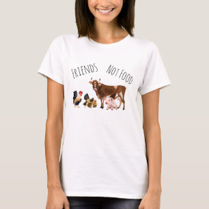 友達は食べ物じゃない 牛 豚 ニワトリ ヴィーガン Tシャツ