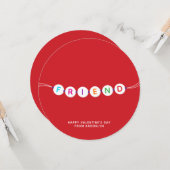 友達へのプレゼントに最適なバレンタインデーの友情ブレスレット 赤いハートのデザイン カード (正面/裏面インサイチュ)