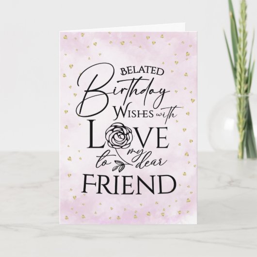 友達へのミニマルな遅れた誕生日カード カード (正面)