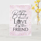 友達へのミニマルな遅れた誕生日カード カード (黄色い花)