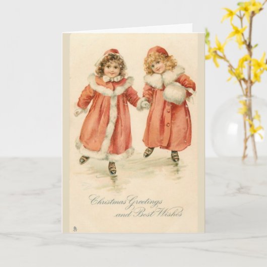 友達へのヴィンテージクリスマスグリーティング, カード (黄色い花)