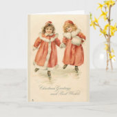 友達へのヴィンテージクリスマスメッセージ カード (黄色い花)