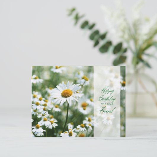 友達への誕生日よもぎの花のポストカード ポストカード (スタンド正面)