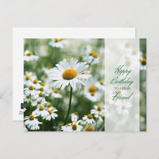 友達への誕生日よもぎの花のポストカード ポストカード (正面/裏面)