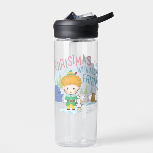 友達みんなで小妖精や小人のクリスマスを楽しむ ウォーターボトル (左面)