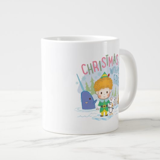 友達みんなで小妖精や小人のクリスマスを楽しむ ジャンボコーヒーマグカップ (正面右)