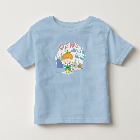 友達みんなで小妖精や小人のクリスマスを楽しむ トドラーTシャツ (正面)