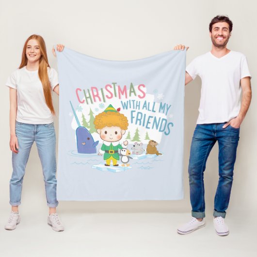 友達みんなで小妖精や小人のクリスマスを楽しむ フリースブランケット (インサイチュ)