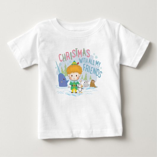友達みんなで小妖精や小人のクリスマスを楽しむ ベビーTシャツ (正面)