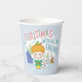 友達みんなで小妖精や小人のクリスマスを楽しむ 紙コップ (裏面)