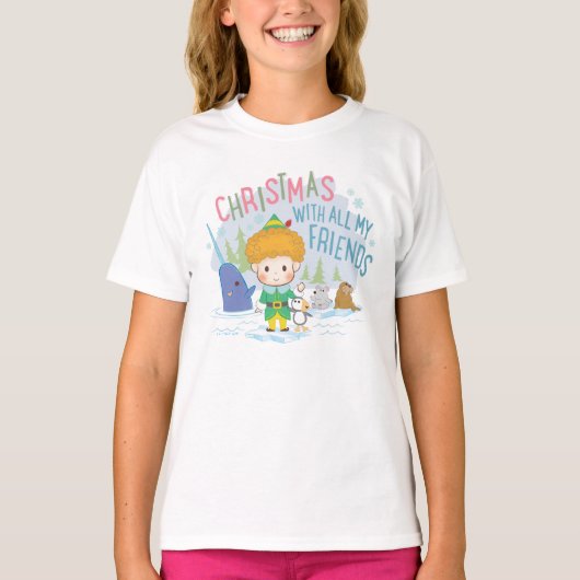 友達みんなで小妖精や小人のクリスマスを楽しむ Tシャツ (正面)