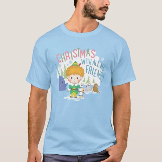 友達みんなで小妖精や小人のクリスマスを楽しむ Tシャツ (正面)