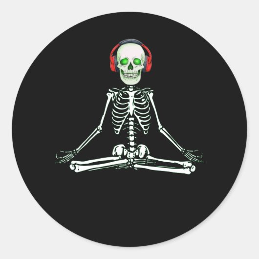 友達めい想のためのスケルトンナマステヨガギフト ラウンドシール (正面)