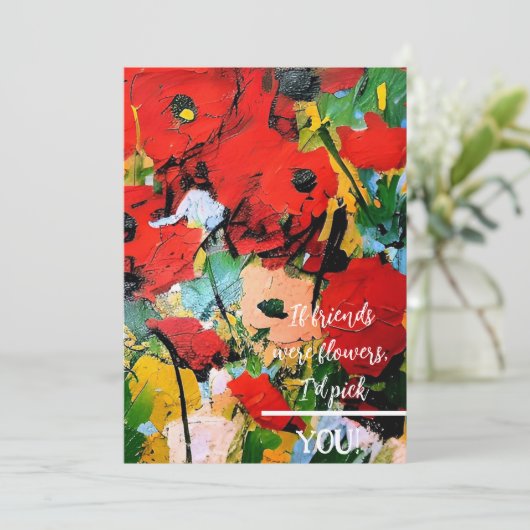 友達もしは花…赤いポピーのノートカード サンキューカード (スタンド正面)