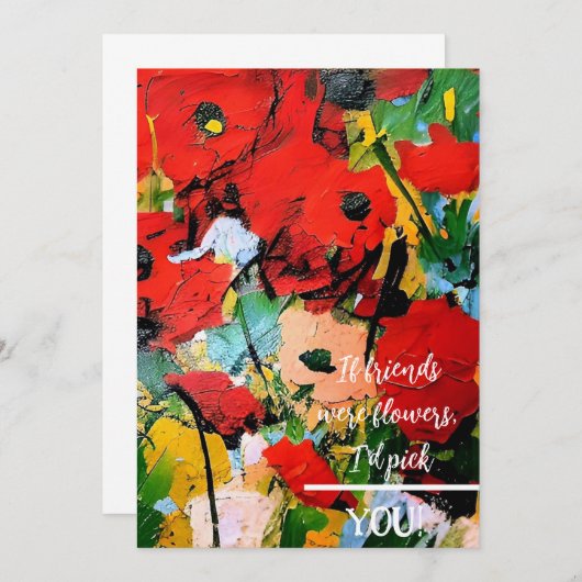 友達もしは花…赤いポピーのノートカード サンキューカード (正面/裏面)