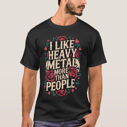友達よりヘヴィメタルが好き レトロ Tシャツ (正面)