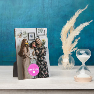 友達カスタムのレトロなタイポグラフィピンク フォトプラーク