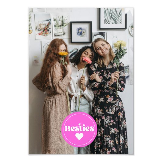 友達カスタムのレトロなタイポグラフィピンク フォトプリント            (正面)