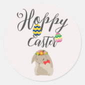 友達シンプルにモダンイースターのバニーハッピーイースター ラウンドシール (正面)