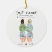 友達パーソナライズされたにアボカドのギュ最高のメント セラミックオーナメント (正面)