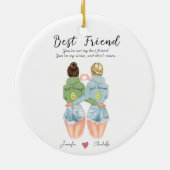 友達パーソナライズされたにアボカドのギュ最高のメント セラミックオーナメント (裏面)