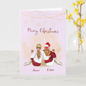 友達パーソナライズされたシンプルのクリスマスカード カード (黄色い花)