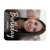 友達モダンの誕生日のグリーティングを写真のポストに置き換える マグネット (横)