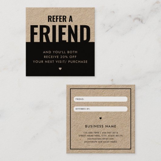 友達モダンのKraft紙参照を参照 スクエア名刺 (正面/裏面)