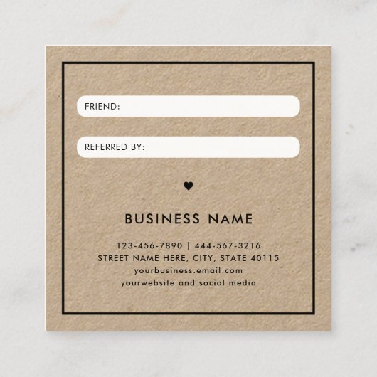 友達モダンのKraft紙参照を参照 スクエア名刺 (裏面)