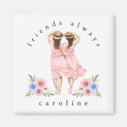 友達モダンはいつも女の子の帽子の名前 マグネット (正面)