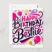 友達ユニーク用誕生日カード ポストカード (正面/裏面)
