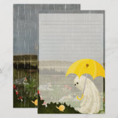 友達作り - かわいい幽霊の罫線ノート 便箋 (正面/裏面)